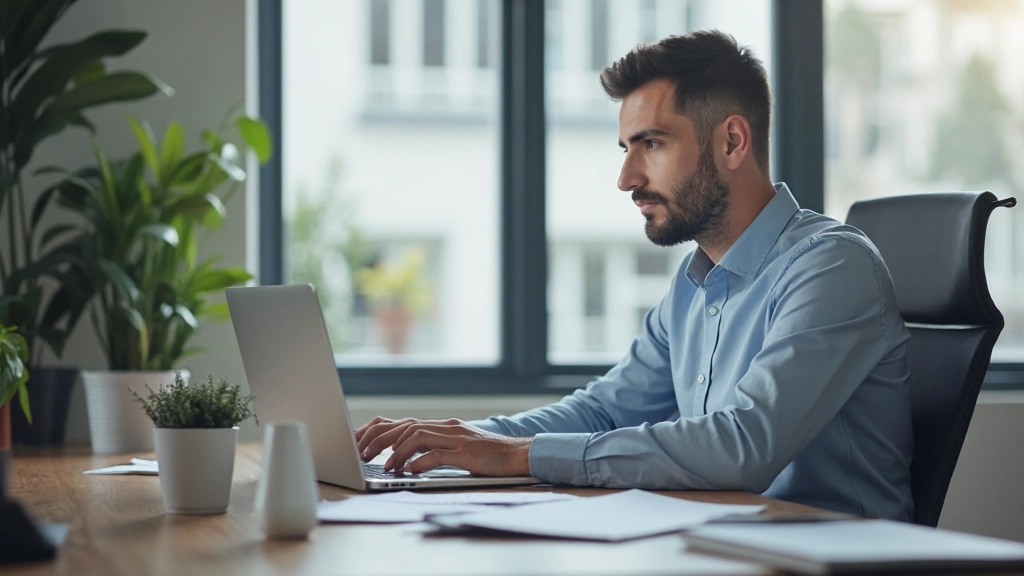 Профессиональное рабочее пространство с ноутбуком и документами для удалённой работы